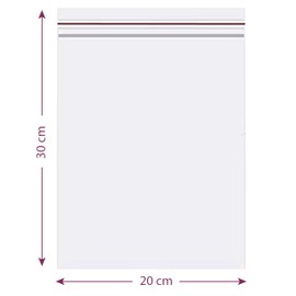 MGE - 100 Airtight Clear Bags 20 x 30 cm - Clear Bags with Clip Closure - Reusable Ziplock Bags - Airtight Ziplock Bags - 20 x 30 cm - 100 Bags