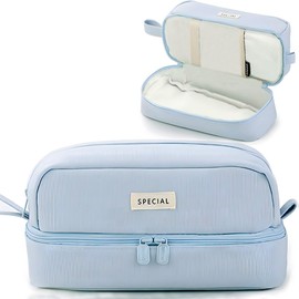 Pencil Case with Large Capacity Pencil Case 4 Compartments for Boys Girls Portable Pencil Case School for Students Adults Women from School & Office Makeup, blue, Cosmetic bag