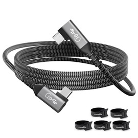 USB C to USB C Cable 15 FT, USB 3.1 Gen 2 Cable, Supports 4K@60Hz Video, 100W PD Fast Charging, 10Gbps Data Transfer, Double 90 Degree Right Angle Design, Nylon Braided Cable with 5 Cable Ties