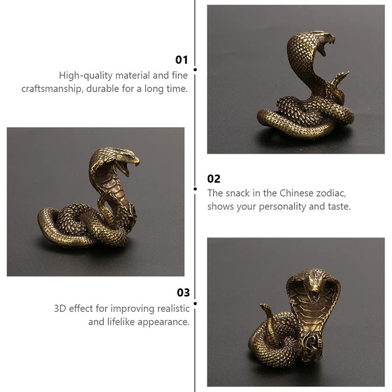 TOYANDONA Brass Cobra Snake Statue Cobra Snake Sculpture Wealth Figurine