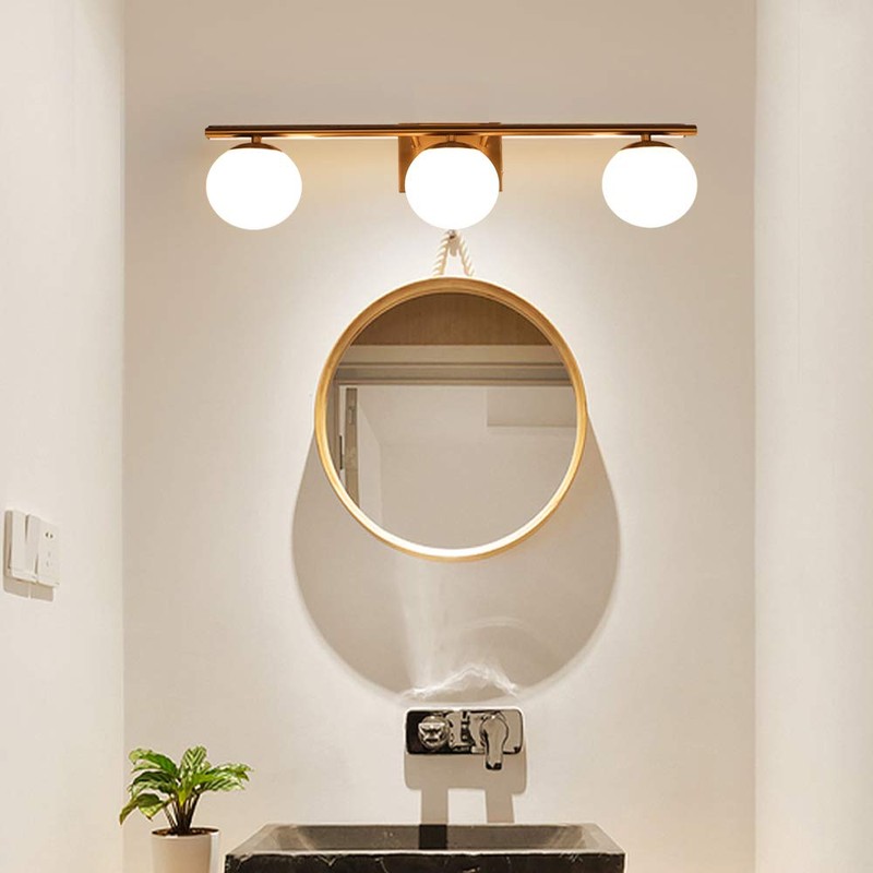 YHTlaeh New Bathroom Vanity Light 3 Lights Fixtures Brushed Brass