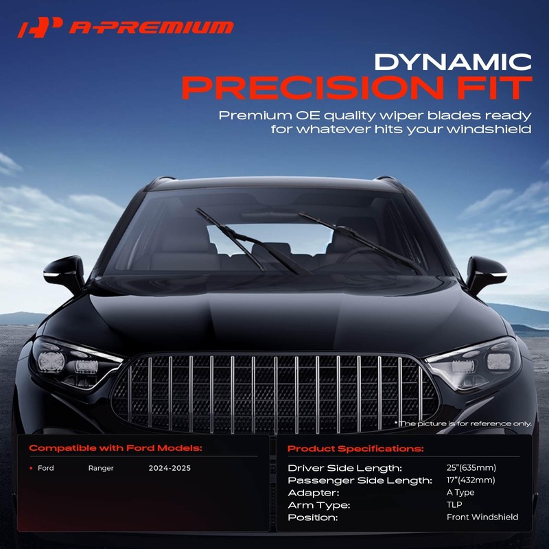 A-Premium Pack of 2 Windshield Wiper Blades with Wear Indicator