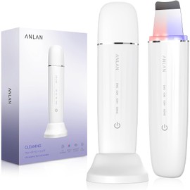 ANLAN Peeling Ultrasonico Facial, Skin Scrubber, Espatula Ultrasonica Facial, Ultrasonico Facial, Roja Y Azul Led, Ems Antiedad Arrugas, Exfoliador Limpiador De Poros, Ipx7