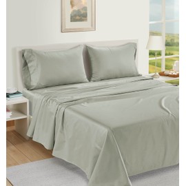 LANE LINEN 1000 TC 100% Egyptian Mercerized Cotton Twin Sheets Set, Eco Friendly Sustainably Produced No Pill Fade Resistant 16 Iinch Deep Pocket Cotton Sheets Twin - Mineral