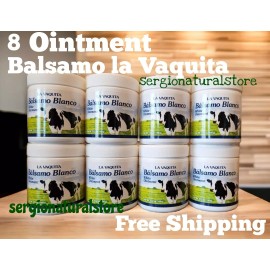 Plantimex 8 Packs  BALSAMO BLANCO LA VAQUITA Pomada 3.52 oz. BALSAMO WHITE 100 grs each