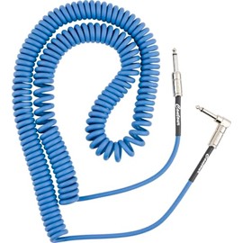 Fender Contour - Cable de instrumento en espiral, regalos para calcetines, accesorios para guitarra, recto/ángulo, Lake Placid Azul, 30 pies