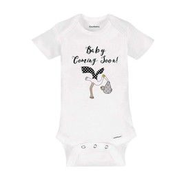 cute & funny Baby Coming Soon! Stork onesie pregnancy announcement (3-6 Mos, White 1 (Coming Soon))