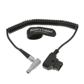 Alvin's Cables 2 Pin Male Right Angle to D-Tap Coiled Power Cable for Anton Bauer Teradek ARRI