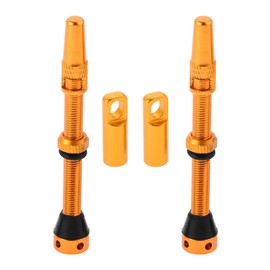 DRELD Pack of 2 Bicycle Tubeless 60 mm, 1 Pair of Presta Tubeless Valves, MTB Tube Valves, Bicycle Tubeless Presta Aluminium Alloy, Tubeless Presta Valve Stem (60 mm Gold)