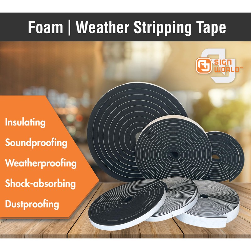 AJ Sign World 1/4in x 1/2in Weather Stripping Foam Insulation