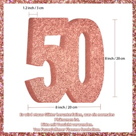 Decoration 50th Birthday Women, Rose Gold Pink Glitter 50th Birthday Centrepiece Table Decoration Birthday, 50th Birthday Party Decoration Supplies, Gifts for Women for Birthday