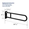 30-Inch Swing-Up/Flip-Up Bathroom Grab Bar, Stainless Steel with Textured Grip