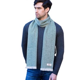 Mucros Weavers Men’s Tweed Scarf - Soft Donegal (Green Herringbone)
