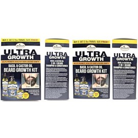 Difeel Men'S Ultra Growth Beard Care Set De Regalo De 3 Piezas Para Hombres - Incluye Champú Y Acondicionador 2 En 1 Para Barba 12 Oz, Aceite Para Crecimiento De Barba 8 Oz Y Aceite Para Barba Extra D