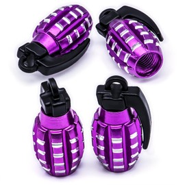 MEAJOO 4 PCS Tire Valve Stem Caps, Aluminium Alloy Tire Valve Stem Covers Universal for Cars,Trucks, SUV, Motorcycles, Bike and Bicycles (Purple)