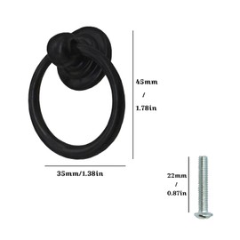 YMAISS 14packs Cabinet Ring Handles Drop Ring Knobs Single Hole Dresser Pulls,Vintage Round Ring Drawer Pulls,Circle Drawer Pulls for Cabinet Drawer Cupboard Wardrobe,Black