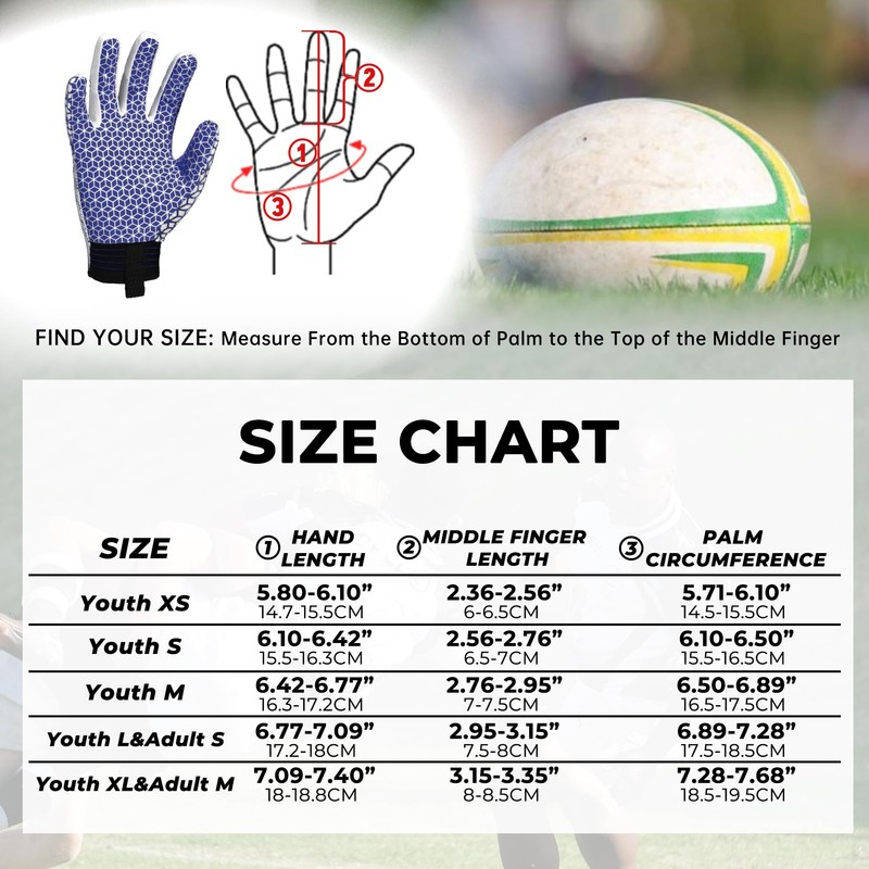 GIAMZONP Youth Football Gloves, Kids Sticky Wide Receiver Gloves, Boys