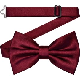 Brand: Branduce Branduce Solid Color Pre-tied Bow Tie Quality Adjustable Bowtie Wine Burgundy