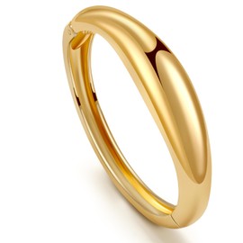 APUUESN Drop Bracelets for Women, Water Drop Wide Bangle, Adjustable Open Chunky Bracelets, Gold, Silver, 2 Sizes, Stainless Steel