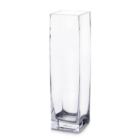 Enova Floral Clear Square Glass Vase, 12x3x3 Inch Tall Block Glass Vase for Flowers, Clear Floral Planter Container, Candle Holders Flower Bouquets Vase for Wedding Centerpieces, Home Décor (1 Piece)
