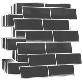 WALPLUS 3D Tile Stickers Peel and Stick Backsplash Splashback Decals Tile Transfer for Kitchen Bathroom Living Room Waterproof - Elegant Dark Grey Glossy 6 Sheets 30.5 x 30.5cm(12")