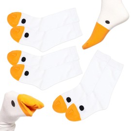 WSDMAVIS 3Pairs Cute Goose Head Socks Long tube Silly Animal Socks Novelty Duck Socks Crew Cotton Socks for Women