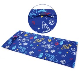 UOMNY Kids Nap Mat Cover Space Full Nap Mat Sheet for Boys & Girls 47 x 21.5 Sewn-in Flap Design Rest Mat Cover for Preschool and Daycare Soft Breathable Sleep Mat Washable Blue(Cover ONLY)