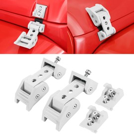 RT-TCZ for Wrangler Hood Latches Catch Kit Compatible with Jeep Wrangler JK JL 2007-2025 for Gladiator JT 2020-2025 White Exterior Accessories 2pcs (3-Holes)