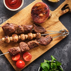 Relaxdays Stainless Steel Kebab Skewers, Set of 30, Barbecue Skewers, Metal Skewers for Grilling, 30 cm Long, Skewers, Silver