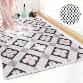 Walant Shower Mat Non-Slip Washable 40 x 60 cm PVC Loofah Bath Mat, Anti-Mould, Quick Drying, Non-Slip, Excellent Drainage, Bathroom Mats for Wet Areas, Shower