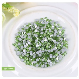 Onwon 1440 Pcs Crystal Flat Back Brilliant Round Rhinestones Glass Stones Glitter Gems Faux Diamond for Craft,Nail Art,Shoes,DIY Decorations (SS3 / 1.4mm, Light Green)