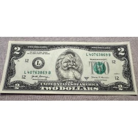 Up On The Housetop, Santa Dollar $2 bill, Christmas card & envelope