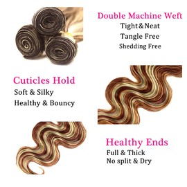 P30613 Highlight Blonde Bundles Human Hair Brown Body Wave 3 Bundles 26 28 30 inch Brazilian Remy Hair 613 Blonde Bundle for Women