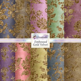 EZscrapbooks EMBOSSED GOLD VELVET - Paper Pack