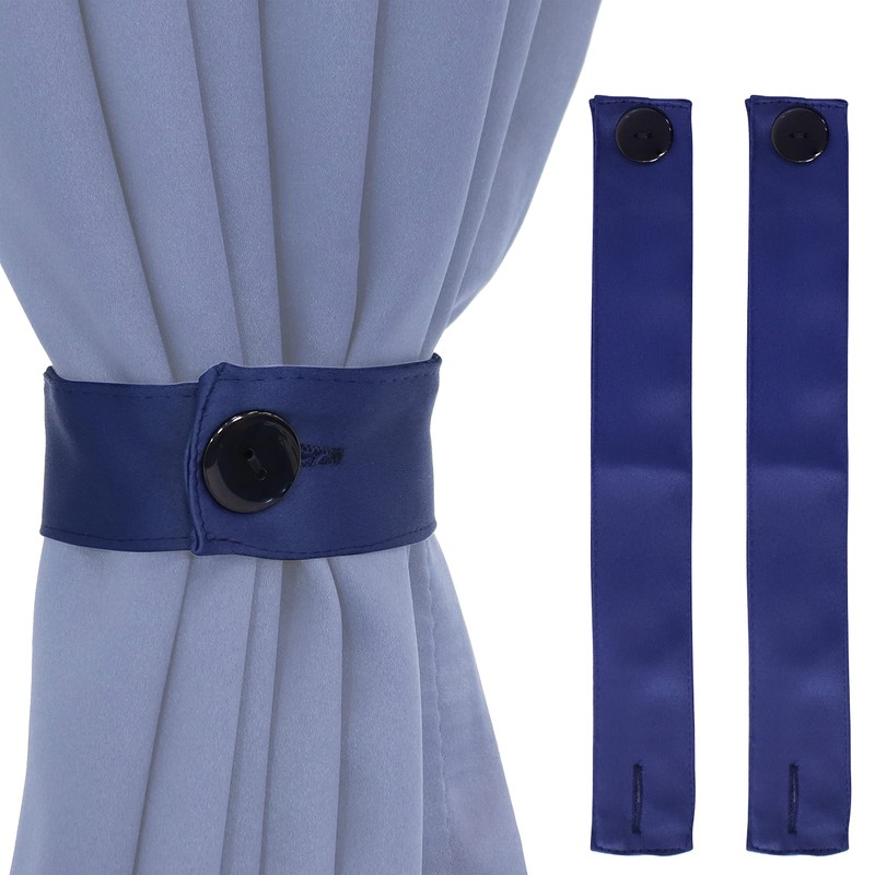 Sunnydaze 13.5-Inch Polyester Curtain Tiebacks with Resin Buttons - Holdbacks