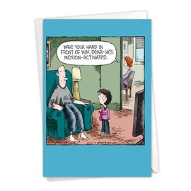 NobleWorks - 1 Funny Father's Day Card with Envelope - Humor Greeting Card for Dads, Stepdad, Grandpa - Motion-Activated Dad C3570FDG