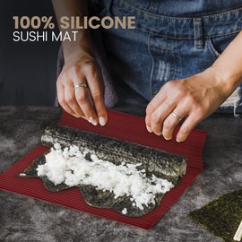 HardlyStars Sushi Roller, Silicone Sushi Roller Mat, dishwasher safe, non-stick, Set of 2.