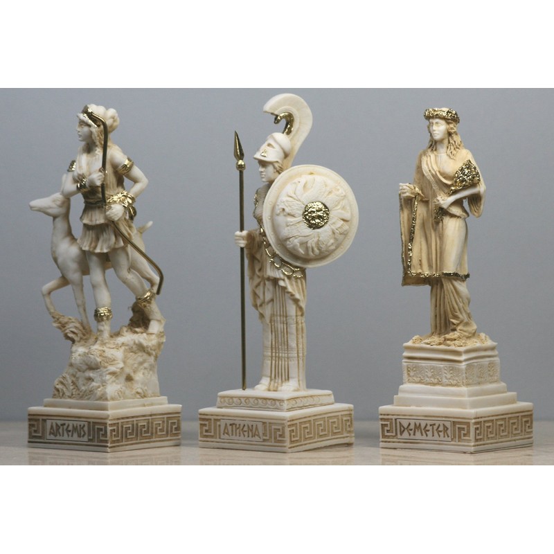 greekartshop Set of 3 Greco-Roman Goddess Artemis Demeter Statue Sculpture