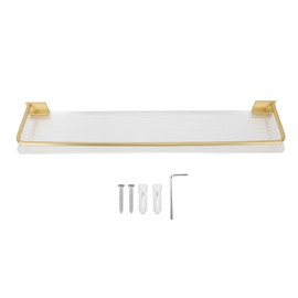 50cm Wall Mounted Bathroom Shelf Organizer Rack Muti Purpose Wall Shelves for Bathroom Living Room Kitchen Bedroom Space Aluminum Gold