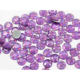 Allstarco 1000PCS 7mm SS34 Purple Amethyst Lite AB Acrylic Flat Back Rhinestones for Jewelry Making and Face Painting Card Making Embelishments Plastic Gems