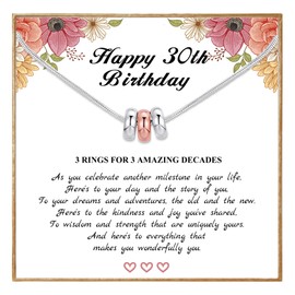 DORANA 30th Birthday Gifts for Women,925 Sterling Silver Circle Necklace Happy 30th Birthday 3 Decade Necklaces Jewellery Gifts with Cards for Daughter Mom Grandma Sister Friend