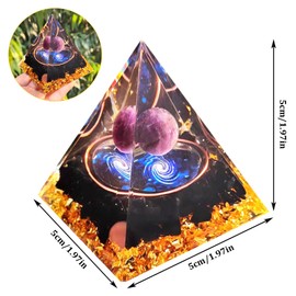 1.96 Inch Healing Chakra Pyramid Amethyst Gemstones Purple Crystals Stone Reiki Crystal Pyramid Gemstones Healing Stones Orgone Pyramid Reiki Chakra Stones Desktop Ornament Home Decoration for
