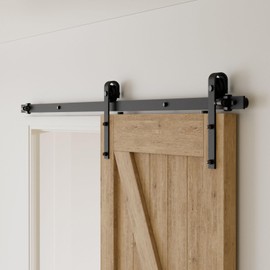 CCJH 5.5FT Sliding Barn Door Hardware Kit Heavy Duty for Single Wooden Door Max Fit 34'' Wide Door Panel