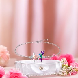 Fenthring Cross Hummingbird Ankle Bracelets for Women Summer Cross Anklets Sterling Silver 925 Beach Anklet Ocean Theme Jewelry Hummingbird Gifts
