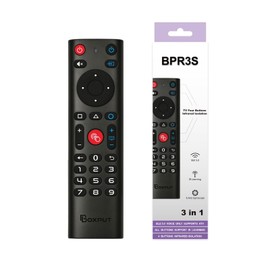 BOXPUT BPR3S BT Remote Control for Android TV Box – Universal Voice Remote, 6-Axis Gyro, IR Learning, 4 Keys IR Isolation, Numeric Keys (Batteries Not Included)