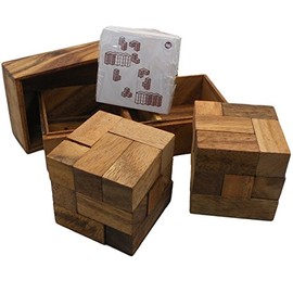 Double Soma Cube with Playing Cards - Wooden Puzzle Game Brain Teaser