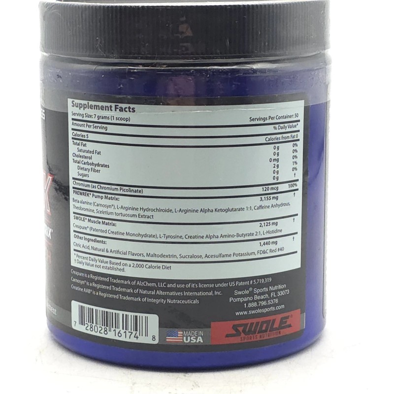 Swole Pre Wrek Ultimate Pre-Workout Matrix Fruit Punch 50 Servings