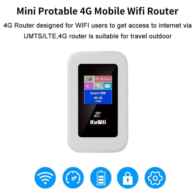 KuWFi 4G Mobile Portable WiFi 4G Wireless Router 150Mbps Hotspot