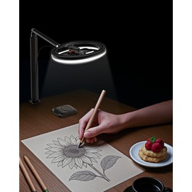 Vimose 10.2" Ring Light Overhead Phone Mount- Selfie Ring Light with Stand and Phone Holder, 360° Rotate Flexible Arm Clamp Desk Lamp for Photography