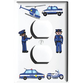 Police Light Switch Plate and Outlet Covers/Police Children's Room Wall Decor (Outlet Cover)